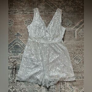 White Sparkle Romper. Womens medium.
